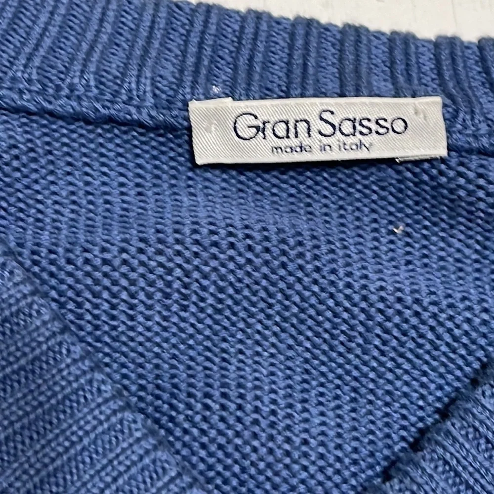 Gran Sasso Woman Blue V Neck Sweater Made in Italy Size 14 - Picture 6 of 9